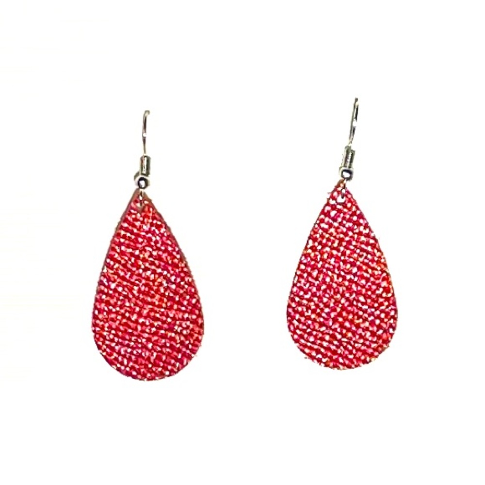Real Genuine Leather Earrings - Roasting Red